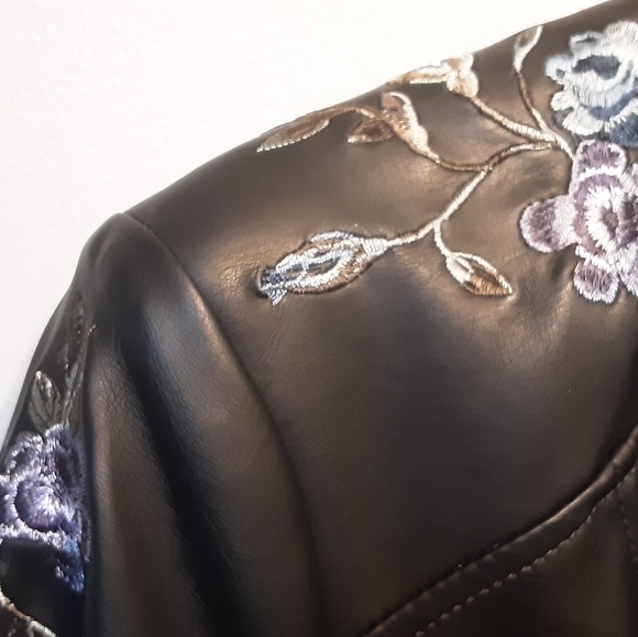 BLACK EMBROIDERED MOTO JACKET XL - Picture 4 of 7